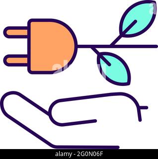 Green electricity RGB color icon Stock Vector