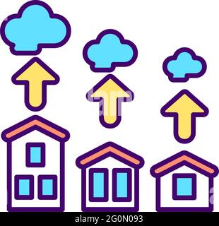 Residential energy use RGB color icon Stock Vector