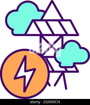 Electricity production RGB color icon Stock Vector