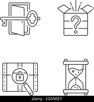 Puzzle linear icons set Stock Vector