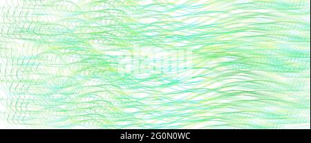 Light green thin wavy lines. Tangled squiggle curves. Abstract vector background. Textured pattern. Template design for banner, landing page, cheque Stock Vector