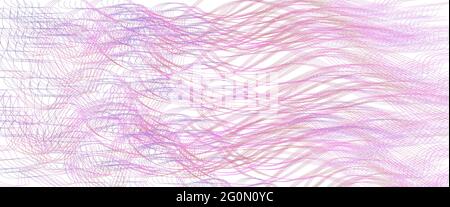 Maroon, pink undulating thin lines. Tangled, squiggle, wavy curves. Abstract vector background. Pattern for cheque. Banner, landing page design. EPS10 Stock Vector