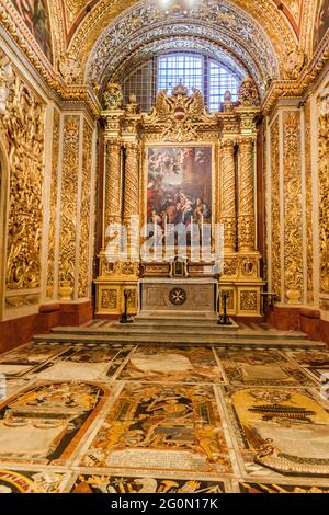 VALLETTA, MALTA - NOVEMBER 7, 2017: Interior of St John's Co-Cathedral in Valletta, Malta Stock Photo