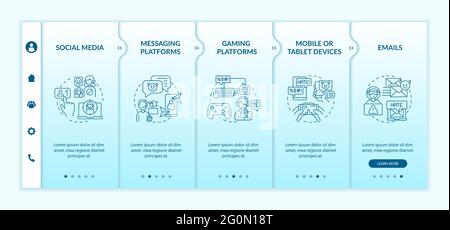 Cyberharassment channels onboarding vector template Stock Vector