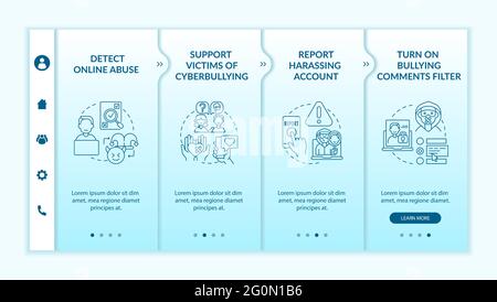 Cyberharassment prevention onboarding mobile app page screen with ...