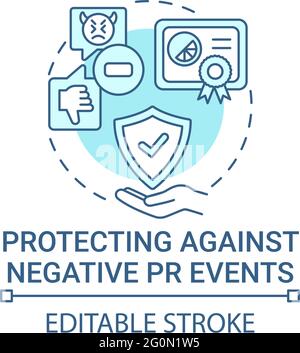 Protecting against negative PR events concept icon Stock Vector