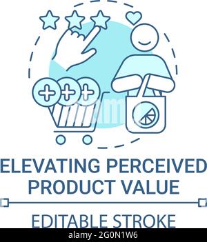 Elevating perceived product value concept icon Stock Vector