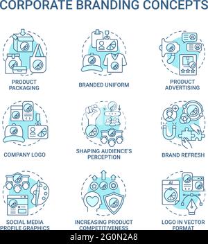 Corporate branding concept icons set Stock Vector