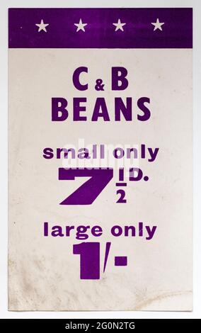1970s Shop Price Display Label - Crosse and Blackwell Beans Stock Photo