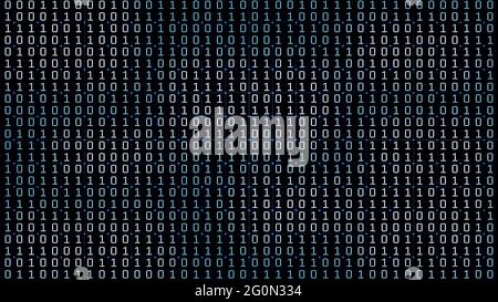 Binary code in the future digital abstract background. Modern technology hex code concept. Stock Photo