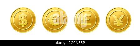 currency exchange dollar, euro, pound and yen Stock Vector