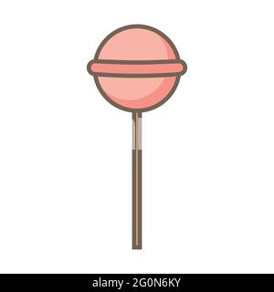 Candy sweet lollipop vector logo template. Candy bar line icon vector sign, linear outline logo design illustration shop icon isolated on white background Stock Vector