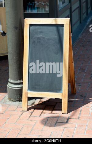 Blank chalkboard on a sidewalk in San Diego, CA Stock Photo