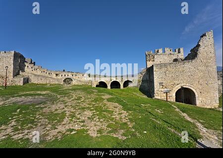 The entrance gate of the castle of Berat Stock Photo