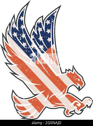 eagle flying with usa flag emblem Stock Vector