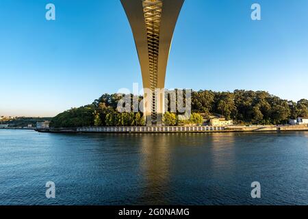 Ponte Arrabida crossing Douro River in Portugal Stock Photo