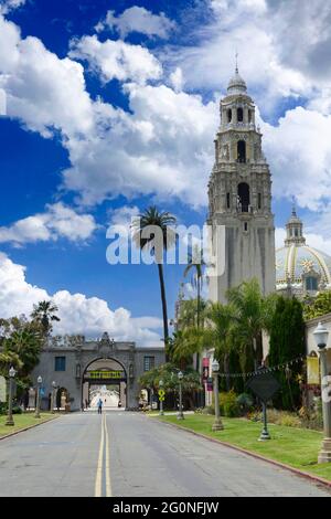 California Tower next to the Museum of Us in Balboa Park, San Diego CA Stock Photo