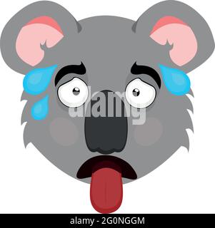 Cartoon exhausted face vector funny emoji with tongue hang down and ...