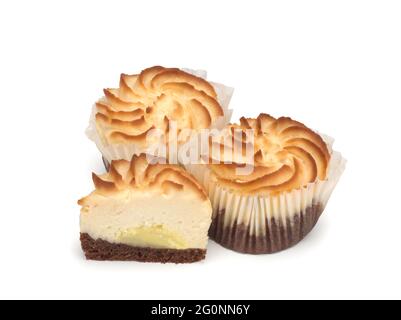 Banana Filled Curd Cakes on white background Stock Photo