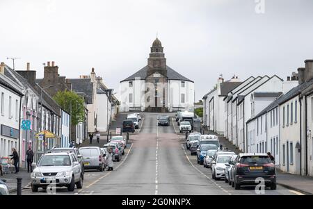 Exterior of Kilarow Parish Church ( Round church) on Main Street in Bowmore, Islay, Scotland, UK Stock Photo