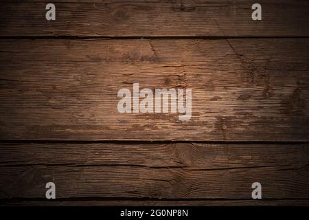 Vintage wood background with vignette. Old wood texture with cracks, scratches, dents. Stock Photo