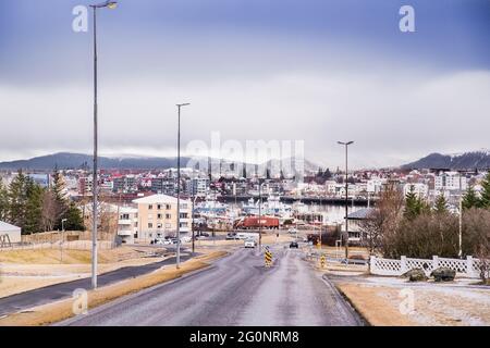 Reykjavic , Iceland- Feb 18, 2020:  Scenery view on Reykjavik the capital city of Iceland in late winter season. Stock Photo