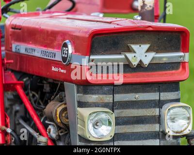 Massey Ferguson 135 Tractor detail - Produced between 1964 and 1975 it was one of the most popular tractors of the era. Stock Photo