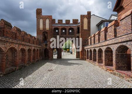 JUETERBOG, GERMANY - MAY 23, 2021: Dammtor city gate. Remains of the fortress wall. Juterbog is a historic town in north-eastern Germany. Stock Photo