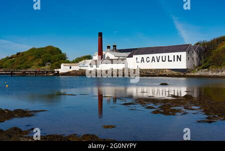 Exterior view of Lagavulin scotch whisky distillery at Kildalton on Islay , Inner Hebrides , Scotland, UK Stock Photo