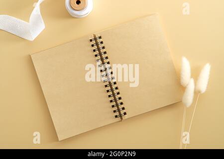 Minimal Business Workplace. Kraft Paper Rolls Copy Space Background ...