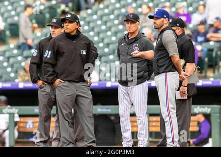 Colorado Rockies manager Bud Black jokes around with players in the ...