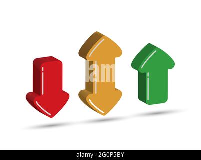 A set of colored three-dimensional arrows. Simple design. Stock Vector