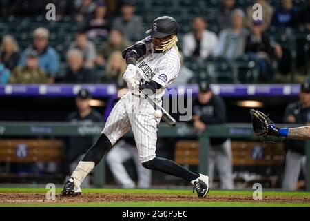 Colorado Rockies outfielder Raimel Tapia (7) during game against