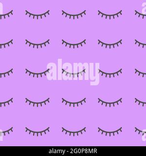 Seamless pattern false eyelash. Background for the beauty salon. Decorative cosmetics and makeup. Closed eye. Stock Vector