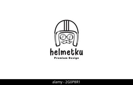 old helmet with mustache logo symbol vector icon illustration graphic design Stock Vector