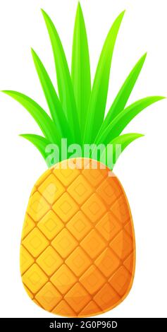 Trendy pineapple fruit. Exotic fresh juice, vegan food concept. Stock vector illustration isolated on white background in flat cartoon style Stock Vector