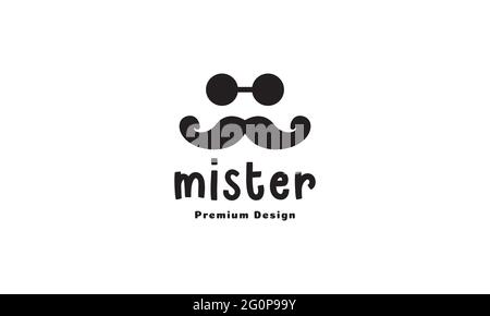 cool mustache with round glasses logo symbol vector icon illustration graphic design Stock Vector