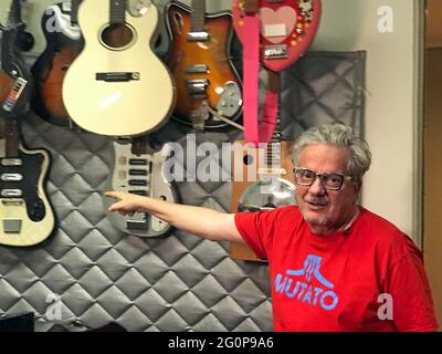 Mark Mothersbaugh at his studio on the Sunset Strip in West Hollywood, CA Stock Photo
