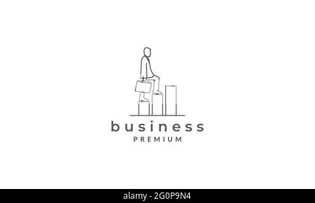 line business man on stairs logo symbol vector icon illustration graphic design Stock Vector
