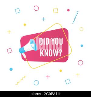 Did you know banner for education, business, advertising. Stock Vector
