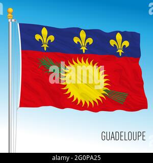 Guadeloupe official national flag, French territory, central america, vector illustration Stock Vector