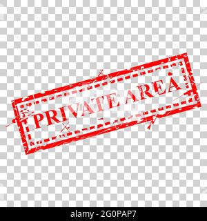 Vector Red Rectangle Rubber Stamp, Private Area, at Transparent Effect Background Stock Vector