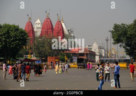 India Delhi - View from Red Fort to Jain temple Stock Photo