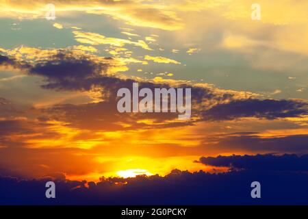 Dreamlike heaven with spectacular twilight . Sky with colorful clouds in the evening Stock Photo