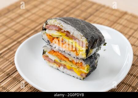 Korean and Japanese style sushi kimbap wraps Stock Photo
