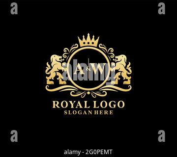 AW Letter Lion Royal Luxury Logo template in vector art for Restaurant ...