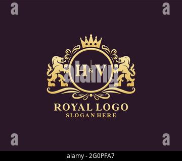HV Letter Lion Royal Luxury Heraldic,Crest Logo template in vector art ...