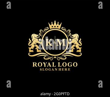 KM Letter Lion Royal Luxury Logo template in vector art for Restaurant ...