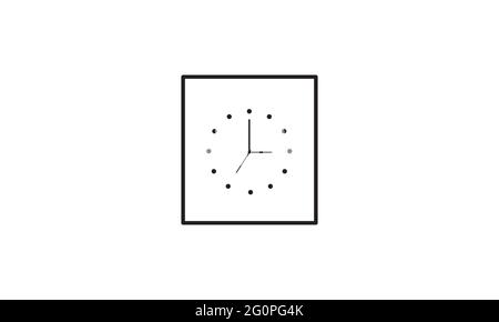 minimalist square clock logo symbol icon vector graphic design illustration Stock Vector