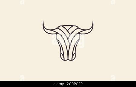 lines art modern head cow logo symbol icon vector graphic design illustration Stock Vector